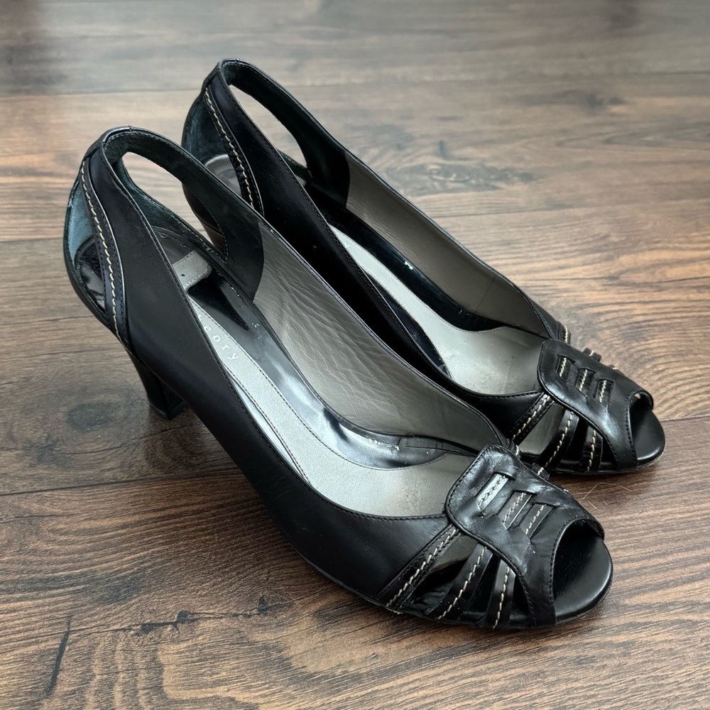 Theory Black Heels Open toe